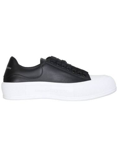 Deck Plimsol Leather Low Top Sneakers Black - ALEXANDER MCQUEEN - BALAAN 1