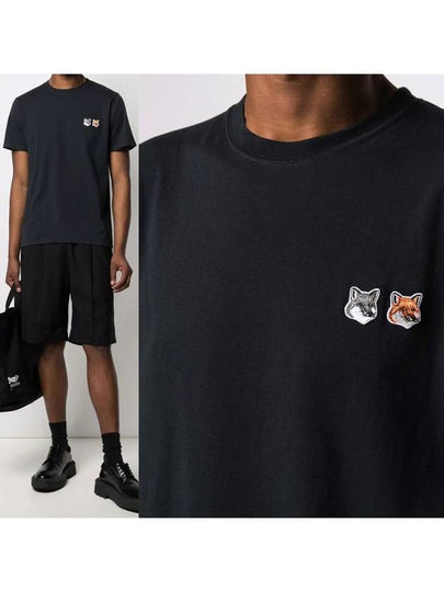 Double Fox Head Patch Classic Short Sleeve T-Shirt Anthracite - MAISON KITSUNE - BALAAN 2