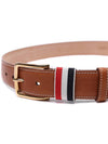 Three Stripe Tab Leather Belt Brown - THOM BROWNE - BALAAN 5