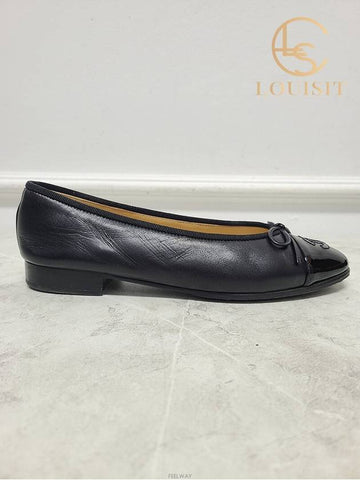 Used luxury goods Lewis It 36 Black CC logo ballerina flat shoes - CHANEL - BALAAN 1