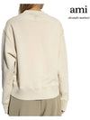 Embroidery Logo Crew Neck Sweatshirt Beige - AMI - BALAAN 4