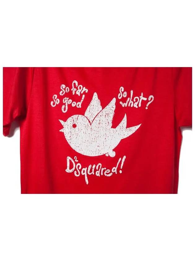 12th Anniversary Logo Bird Print TShirt Red 72GC0656 - DSQUARED2 - BALAAN 4