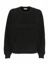 Embroidered Logo Cotton Sweatshirt Black - SAINT LAURENT - BALAAN 1