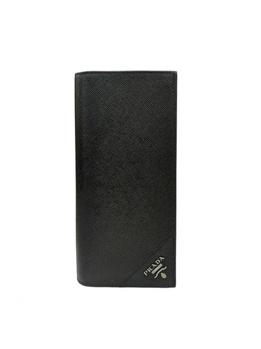 Saffiano Leather Logo Long Wallet Black - PRADA - BALAAN 1