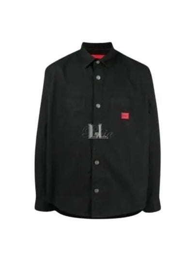 Logo Label Oversized Long Sleeve Shirt Black - HUGO BOSS - BALAAN 2