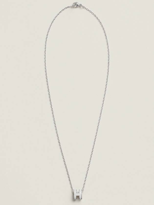 Mini Pop H Pendant Necklace Palladium Blanc - HERMES - BALAAN 3