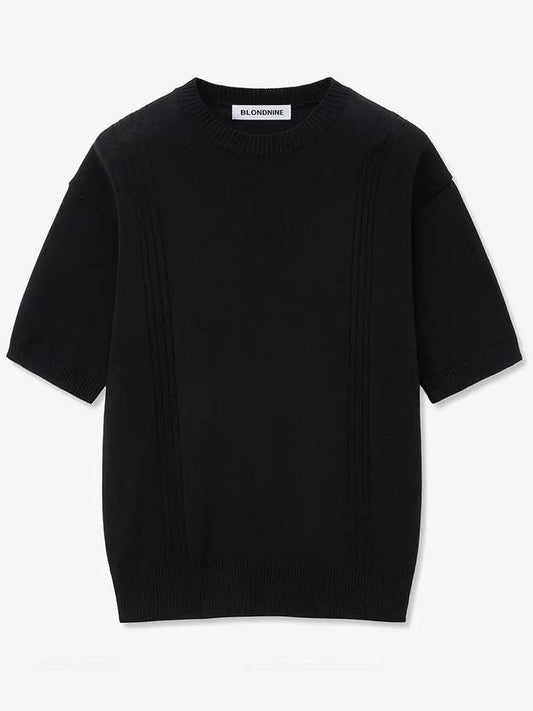 Soft cable round short sleeve knit_black - BLONDNINE - BALAAN 1