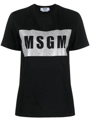 Box Logo Cotton Short Sleeve T-Shirt Black - MSGM - BALAAN 1