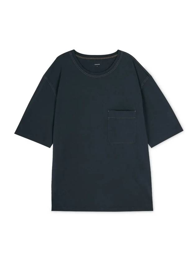 Patch Pocket Oversized Cotton Short Sleeve T-Shirt Midnight Blue - LEMAIRE - BALAAN 4