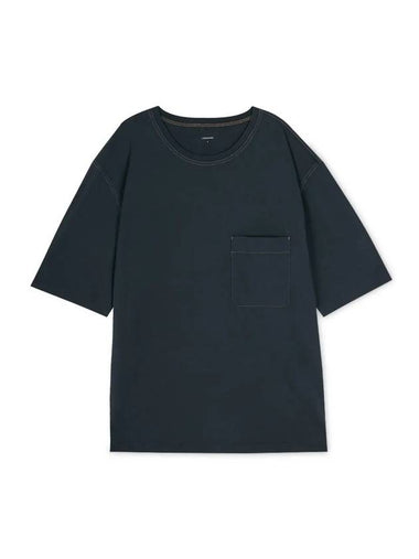 Patch Pocket Oversized Cotton Short Sleeve T-Shirt Midnight Blue - LEMAIRE - BALAAN 1