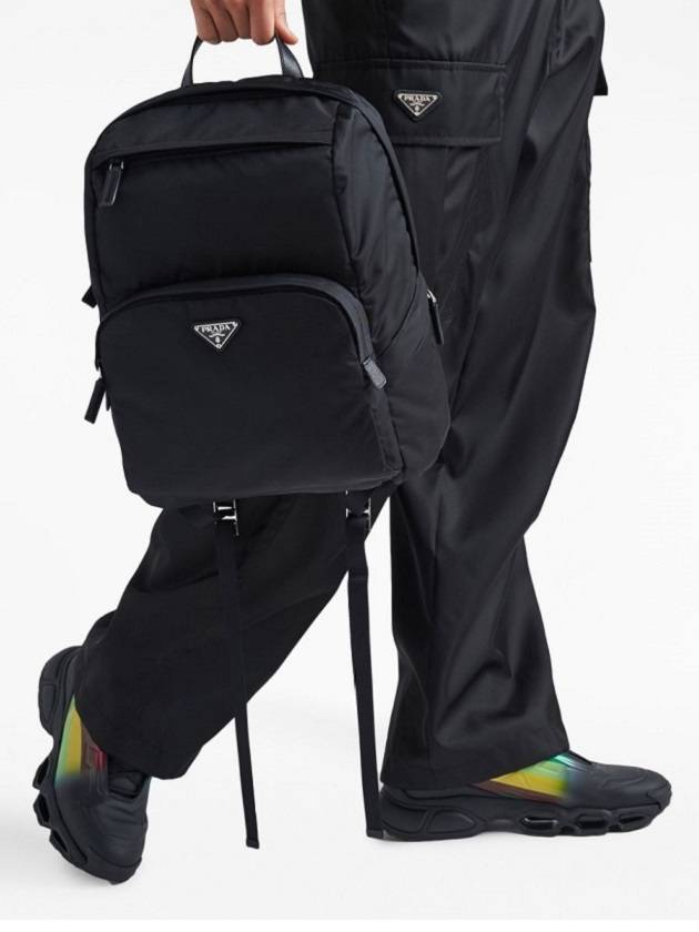 Triangle Logo Re-Nylon Backpack Black - PRADA - BALAAN 7