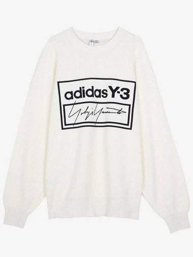 Logo Crew Neck Wool Blend Knit Top Ecru - Y-3 - BALAAN 1