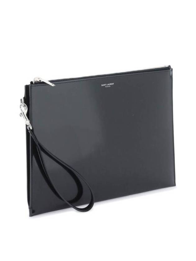 Patent Leather Clutch Bag Black - SAINT LAURENT - BALAAN 4