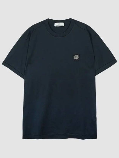 Logo Patch Short Sleeve T-Shirt Navy - STONE ISLAND - BALAAN 2