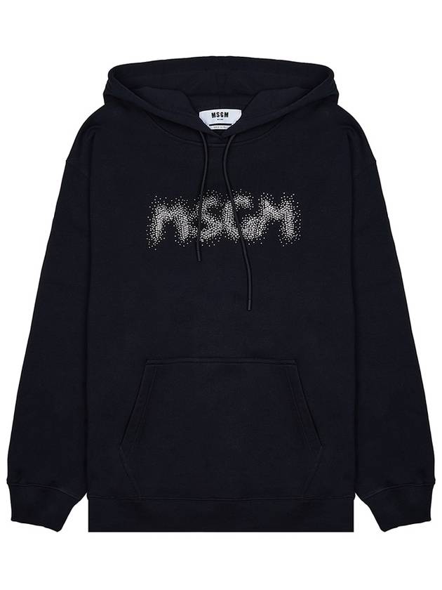 Rhinestone Logo Hoodie Black - MSGM - BALAAN 11