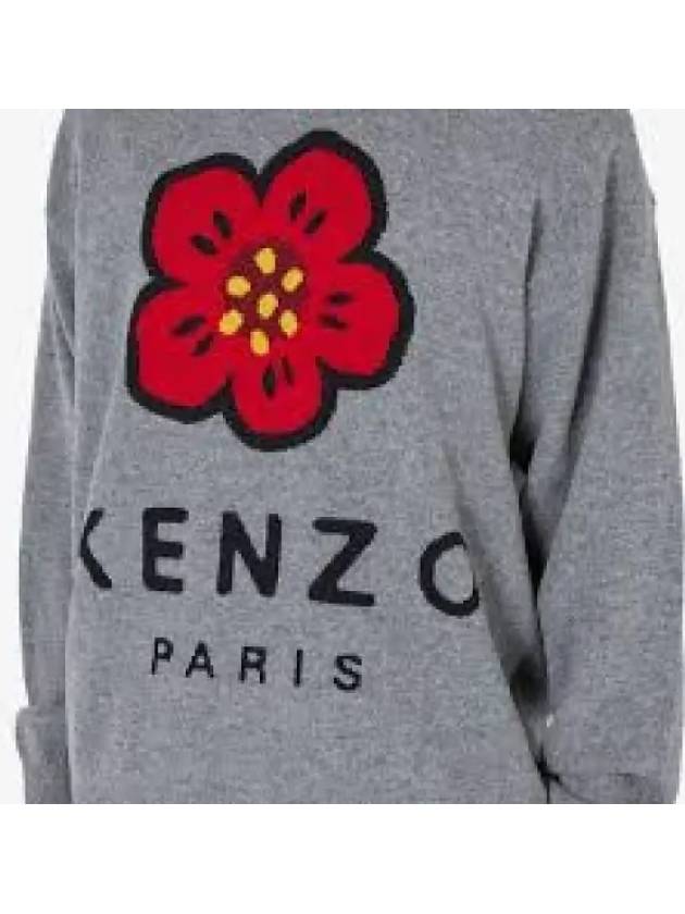 Boke Flower Merino Wool Knit Top Grey - KENZO - BALAAN 2