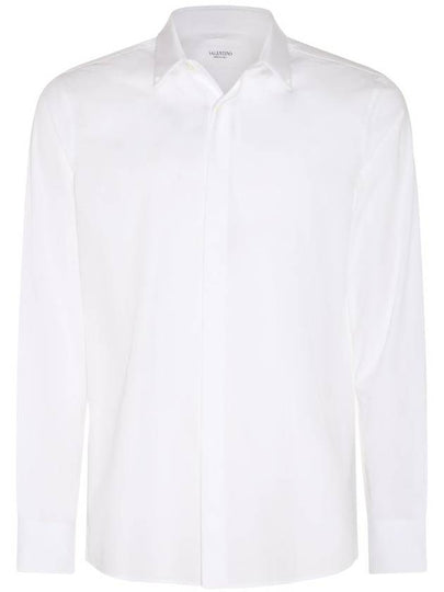 Rockstud Untitled Studded Cotton Long Sleeve Shirt White - VALENTINO - BALAAN 2