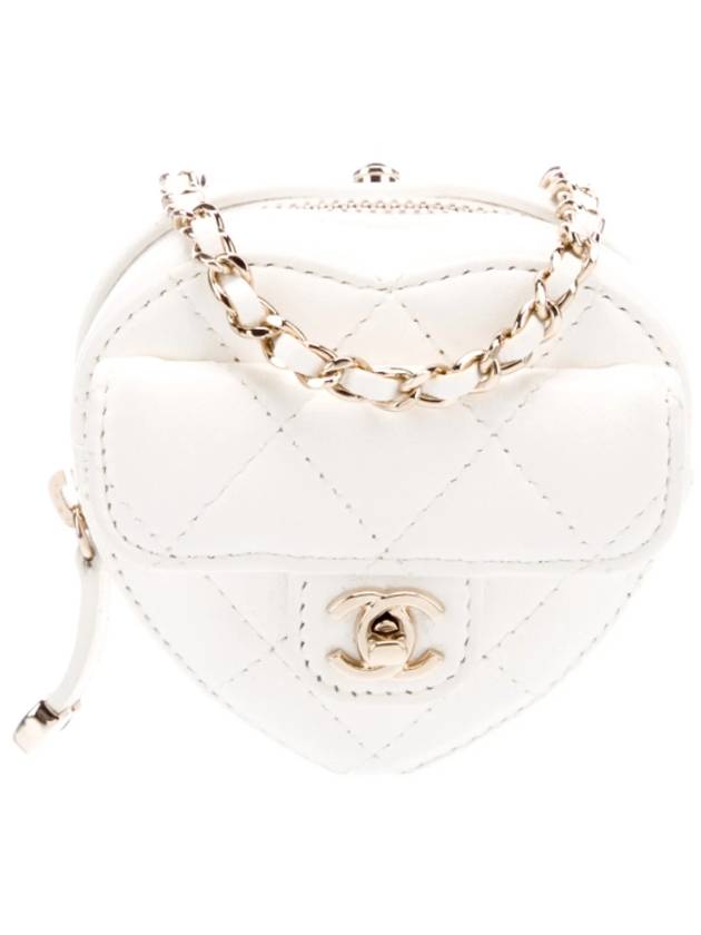 Heart Mini Chain Coin Purse White - CHANEL - BALAAN 4