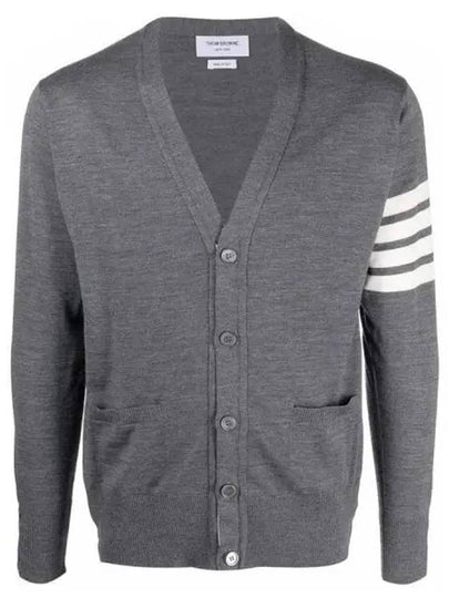 Men's Sustainable Classic Diagonal Wool Cardigan Dark Grey - THOM BROWNE - BALAAN 2