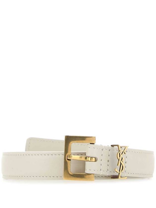 Monogram Square Leather Belt White - SAINT LAURENT - BALAAN 2