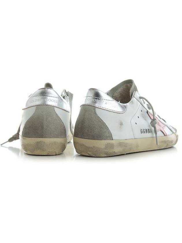 Women's Superstar Silver Heel Tab Pink Star Low Top Sneakers White - GOLDEN GOOSE - BALAAN 3