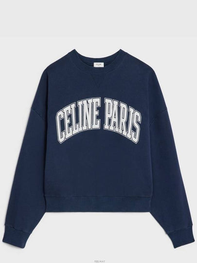 Logo Print Oversized Cotton Sweatshirt Navy - CELINE - BALAAN 2