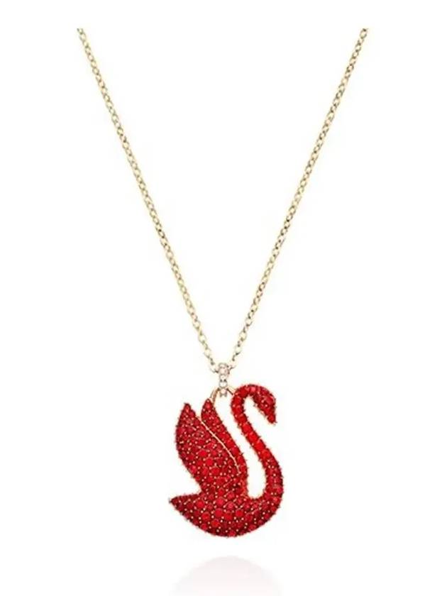 Iconic Swan Large Pendant Necklace Red Gold - SWAROVSKI - BALAAN 4