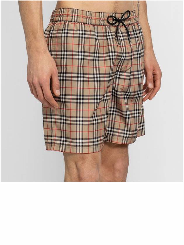 Men's Small Scale Check Drawstring Swim Shorts Beige - BURBERRY - BALAAN 7