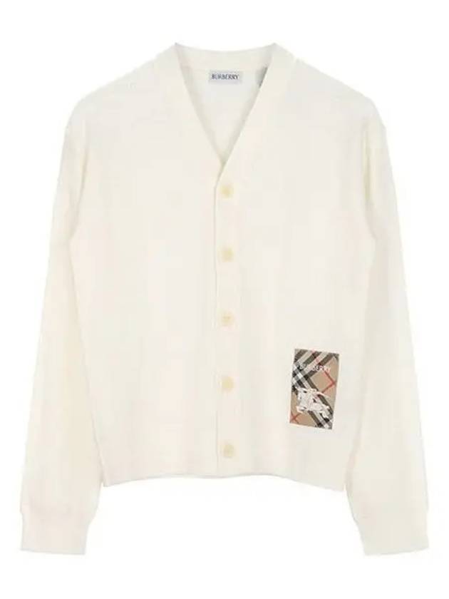 Kids Check Label Knit Cardigan Ivory - BURBERRY - BALAAN 2