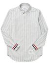 Three Stripes Cuff Striped Oxford Long Sleeve Shirt Medium Grey - THOM BROWNE - BALAAN 6