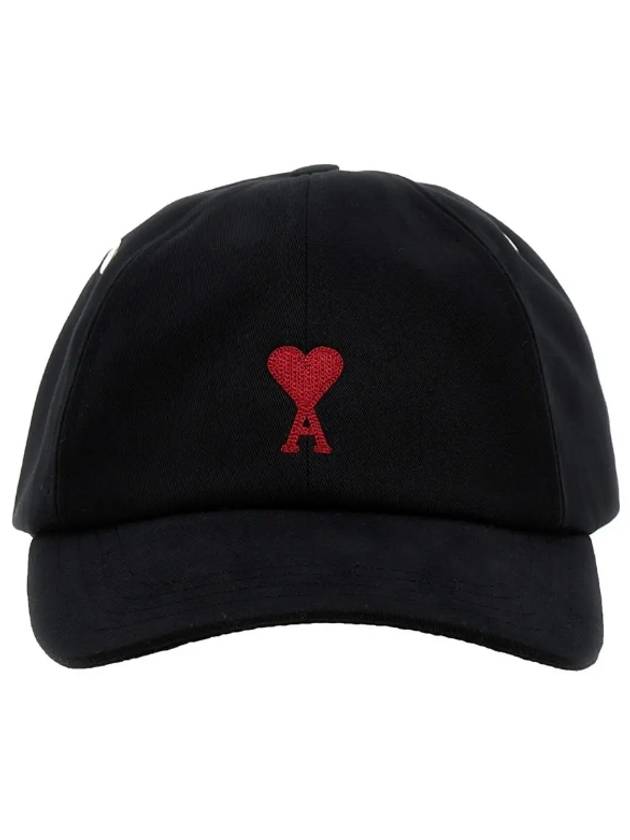 Embroidery Heart Logo Ball Cap Black - AMI - BALAAN 2