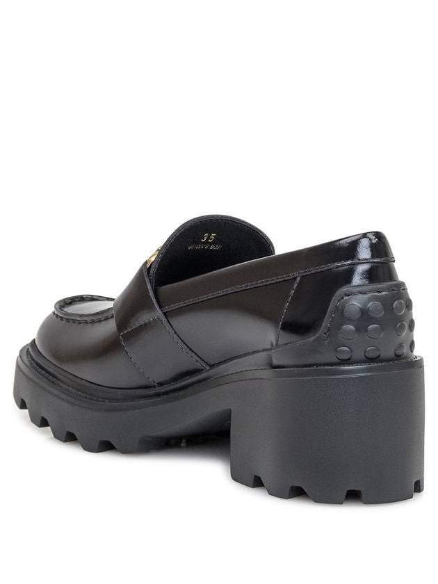 T Logo Leather Loafer Heels Black - TOD'S - BALAAN 4