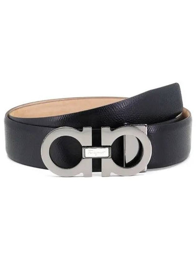 Reversible Gancini Leather Belt Black - SALVATORE FERRAGAMO - BALAAN 2