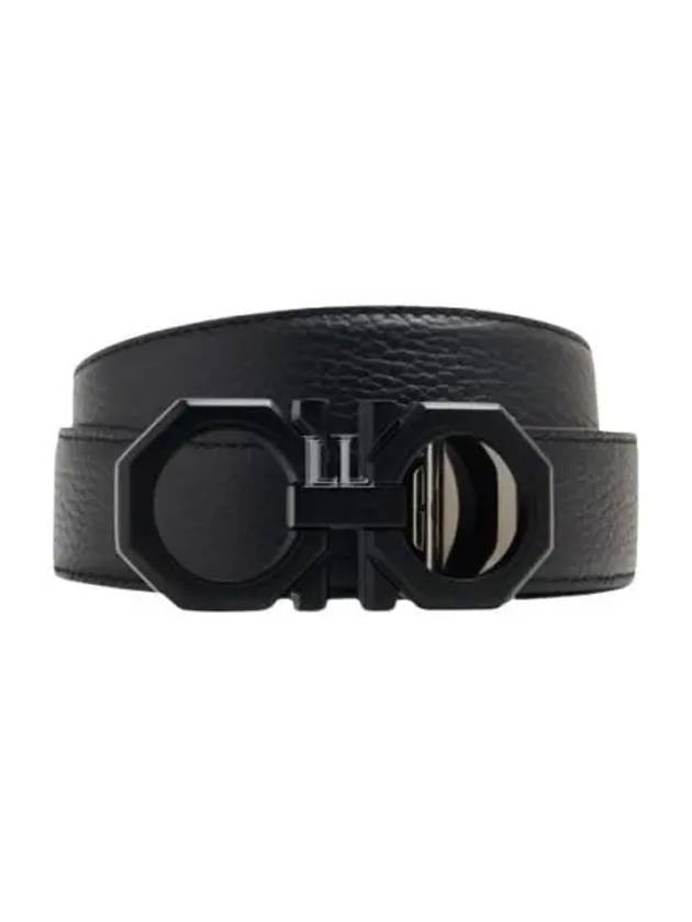 Reversible Gancini Leather Belt Black - SALVATORE FERRAGAMO - BALAAN 2