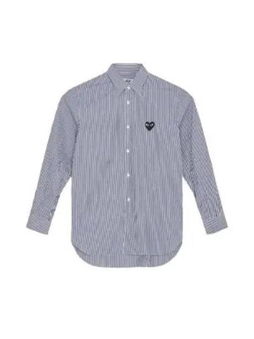 Men s Black Heart Striped Shirt P1B018 - COMME DES GARCONS - BALAAN 1