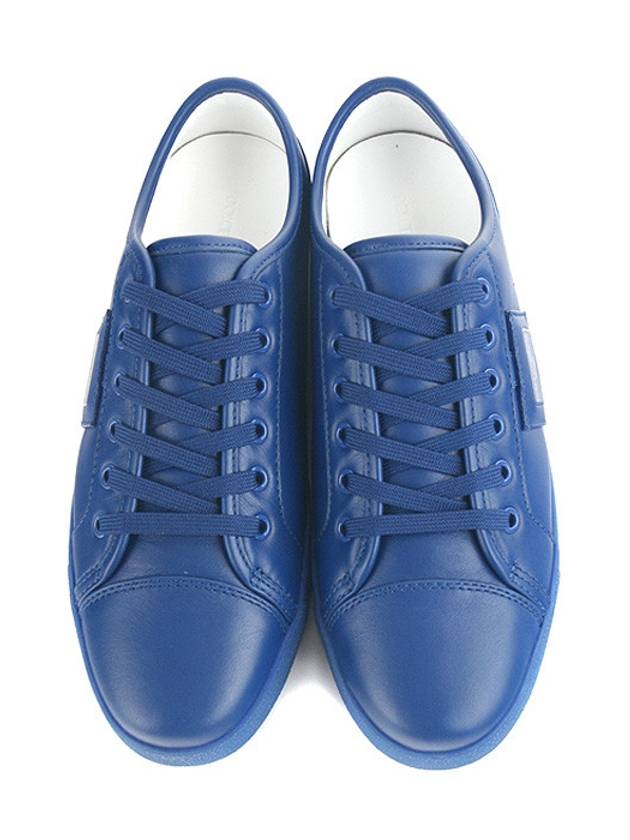 Logo Patch Leather Low Top Sneakers Blue - DOLCE&GABBANA - BALAAN 2