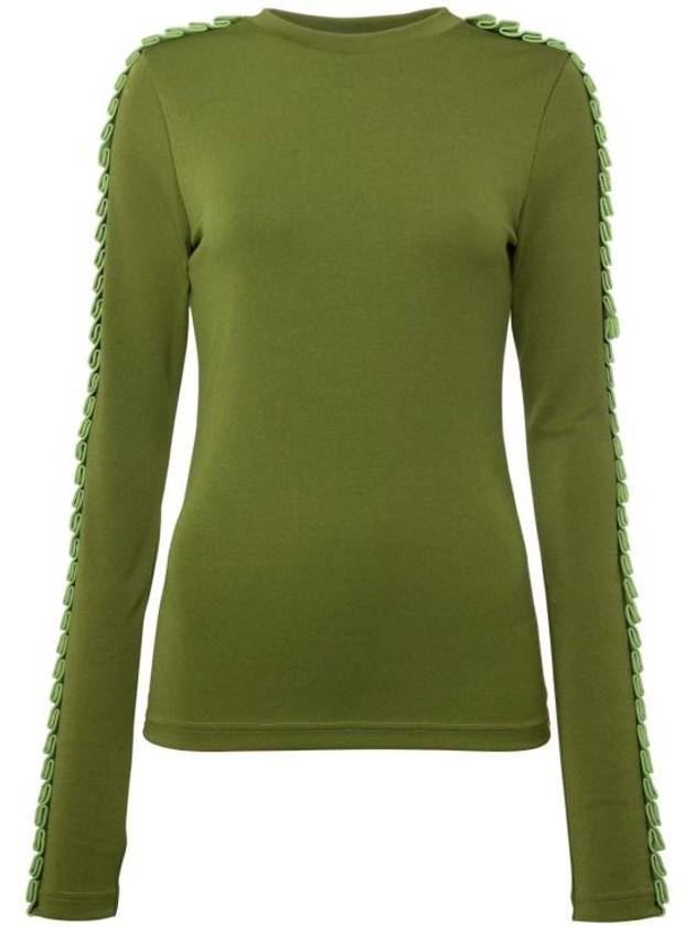 Pleated Trim Long Sleeve T-Shirt Green - JW ANDERSON - BALAAN 1