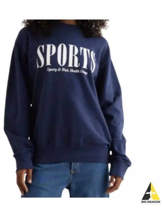 SPORTS CREWNECK NAVYwhite CR872 Print Crew Neck Sweatshirt - SPORTY & RICH - BALAAN 1