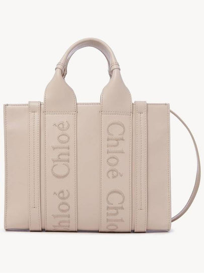 Woody Small Leather Tote Bag Cement Pink - CHLOE - BALAAN 2