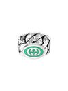 Interlocking G Enamel Ring Silver Green Enamel - GUCCI - BALAAN 2