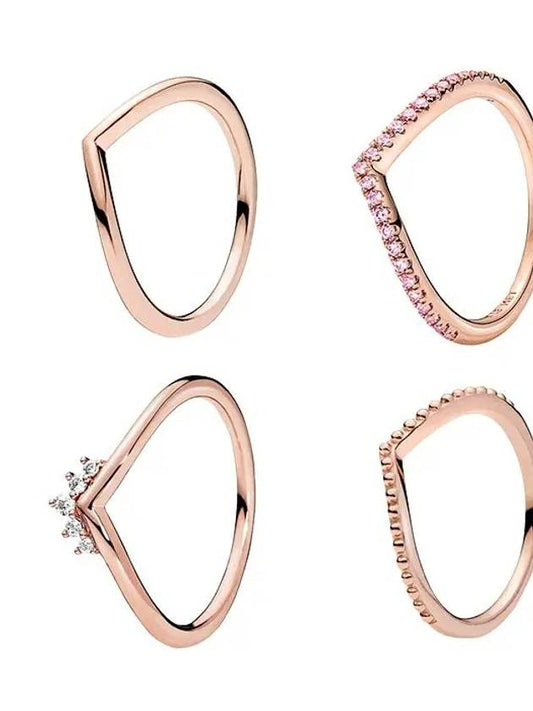 4 types of rose gold wishbone rings with genuine case - PANDORA - BALAAN 1