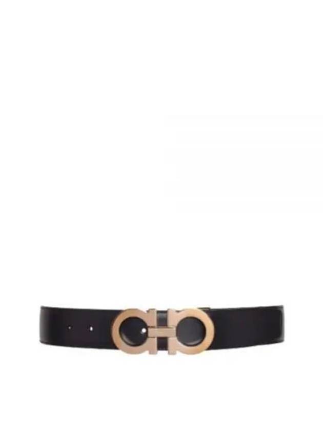 Reversible Gancini Leather Belt Black - SALVATORE FERRAGAMO - BALAAN 2