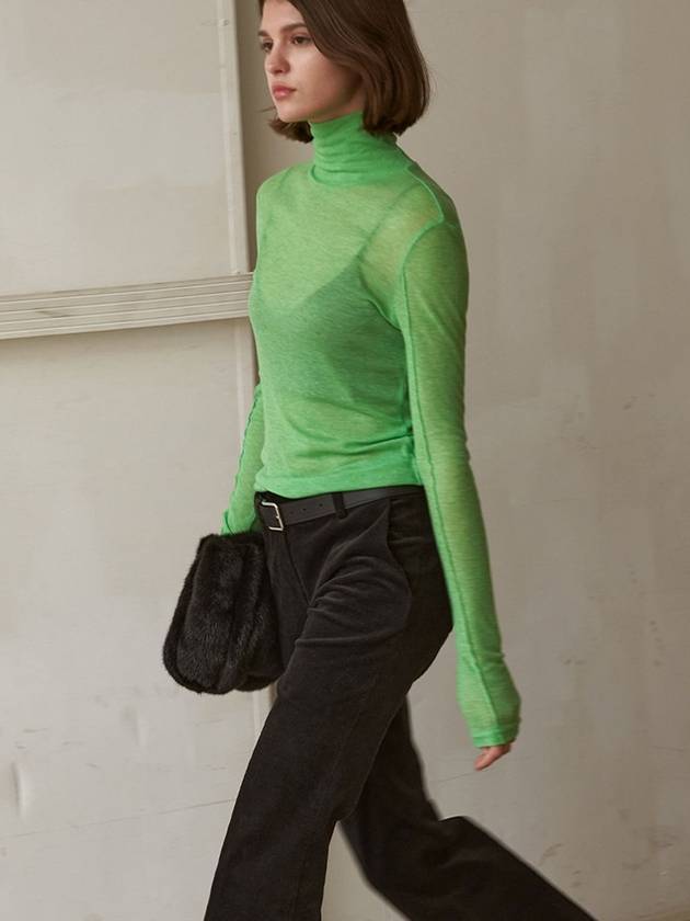 Women s neck polar WOOL PINTUCK TURTLE 5color GREEN - SIGREAT - BALAAN 1