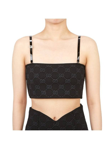 Women's Double G Jacquard Sleeveless Black - GUCCI - BALAAN 1