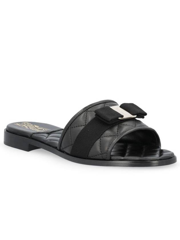 Vara Quilted Slippers Black - SALVATORE FERRAGAMO - BALAAN 3