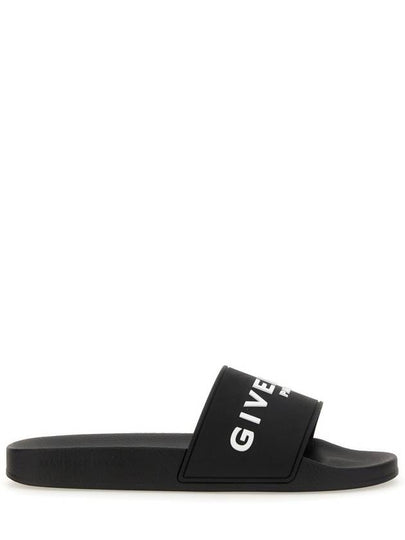 Logo Rubber Slide Slippers Black - GIVENCHY - BALAAN 2