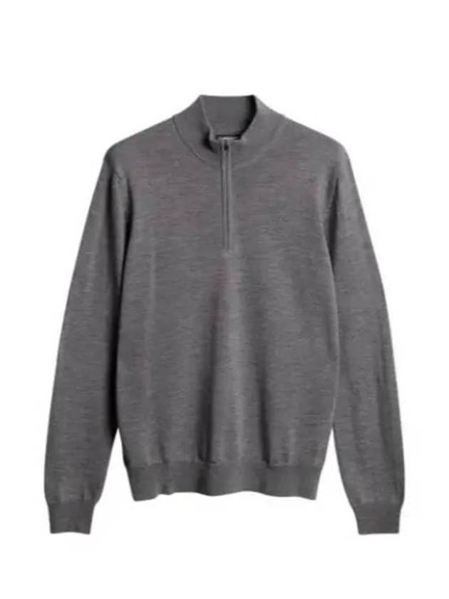 Men's Kiyan Quarter Zipper Knit Top Mid Grey Melange - J.LINDEBERG - BALAAN 1