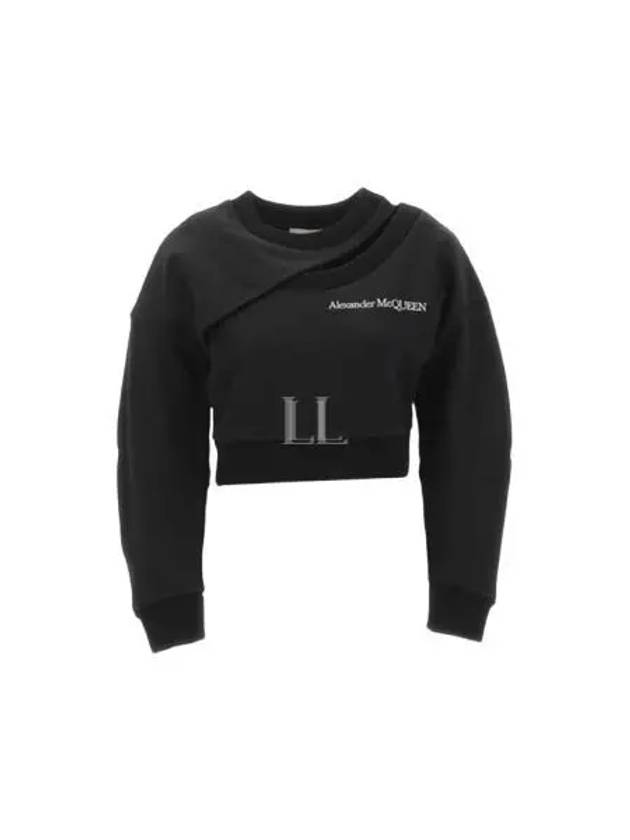 Embroidered Logo Cut-Out Sweatshirt Black - ALEXANDER MCQUEEN - BALAAN 2