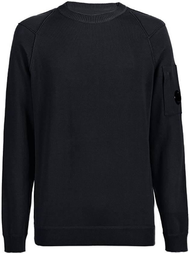 Men's Lens Wappen Long Sleeve Knit Top Black - CP COMPANY - BALAAN 1