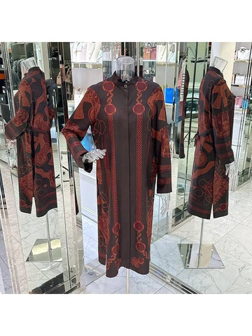 Hermes Les Tambours Finesse Print Slit Shirt One Piece 38 Marron Even 3HA1161 - LOUIS VUITTON - BALAAN 1